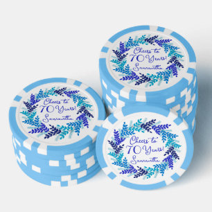 Lot De Jeton De Poker Elégante Royal Blue Cheers à 70 ans Anniversaire