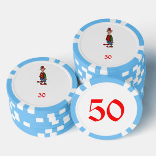 Lot De Jeton De Poker Elf At Attention bleu clair 50 puce de poker rayé
