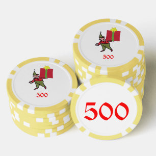 Lot De Jeton De Poker Elf avec boîte rouge jaune 500 puce de poker rayé