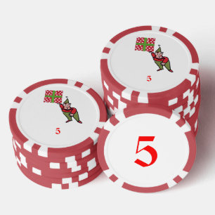 Lot De Jeton De Poker Elf avec Polka Dot Cadeau rouge 5 puce de poker ra