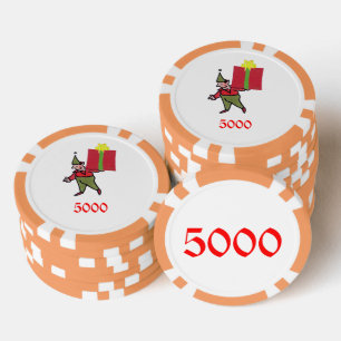 Lot De Jeton De Poker Elf avec Red Box orange 5000 puce de poker rayé