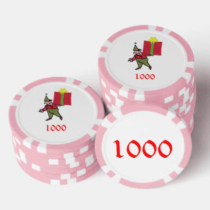 Lot De Jeton De Poker Elf avec Red Box rose 1000 puce de poker rayé