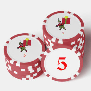 Lot De Jeton De Poker Elfe avec boîte rouge 5 puce de poker rayé