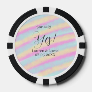 Lot De Jeton De Poker Elle a dit oui fête de fiançailles rose bleu jaune