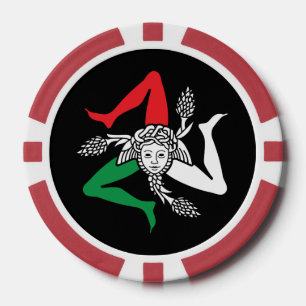 Lot De Jeton De Poker Emblème sicilien Trinacria Medusa Thème italien