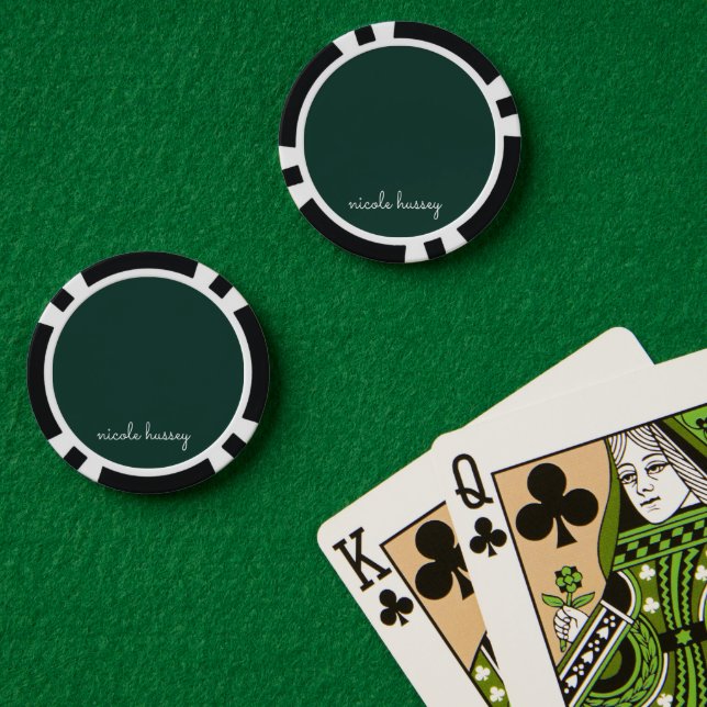 Lot De Jeton De Poker Émeraude verte | Moderne Monogramme élégant (Table de poker (double))