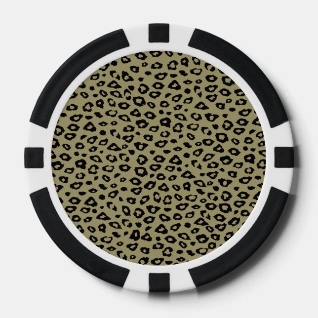 Lot De Jeton De Poker Empreinte de léopard noir or (Recto)