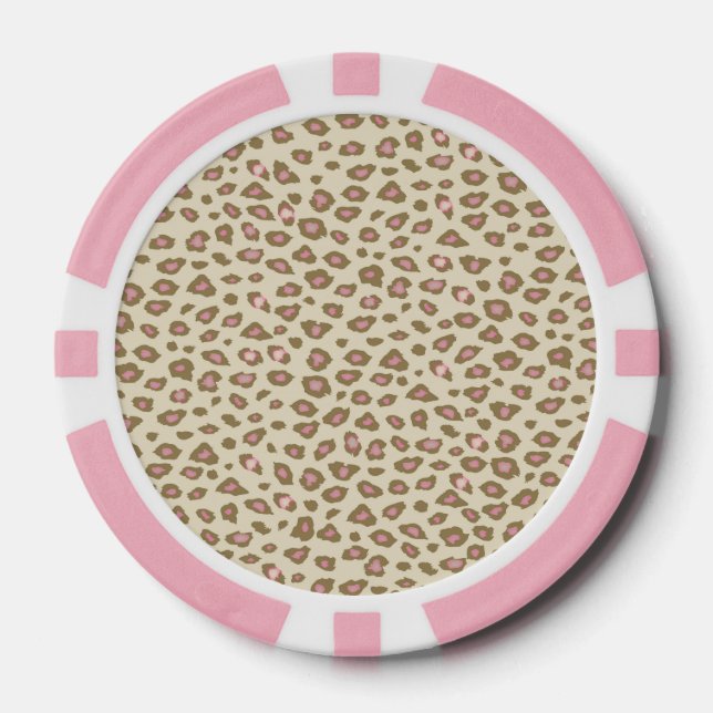 Lot De Jeton De Poker Empreinte de léopard rose crème (Recto)