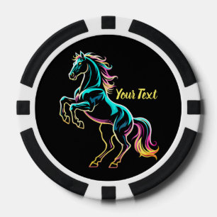 Lot De Jeton De Poker Enseigne au néon Cheval Effet de pépin Style Rétro