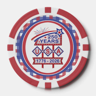 Lot De Jeton De Poker Enseigne de marquise rétro USA 250e anniversaire 1
