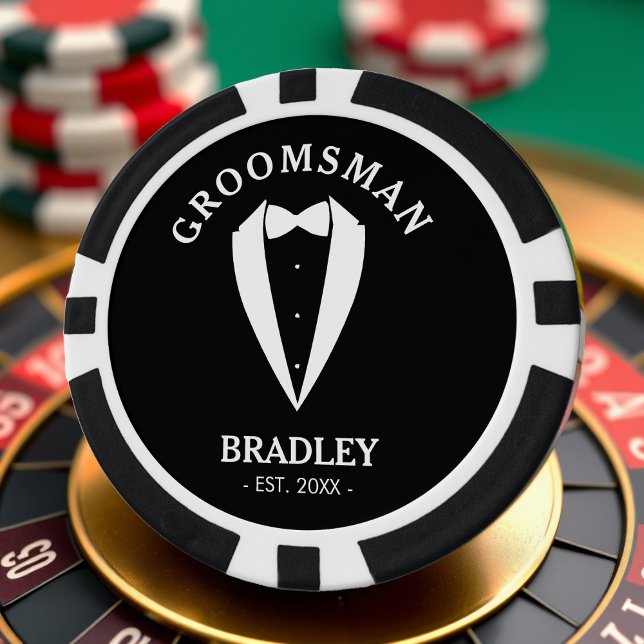 Lot De Jeton De Poker Enterrement de vie de garçon de mariage noir et bl (Créateur téléchargé)