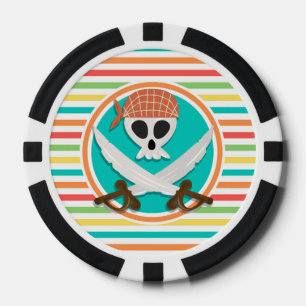 Lot De Jeton De Poker Épées de pirates ; bandes d'arc-en-ciel lumineuses