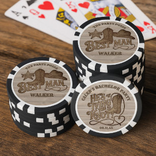 Lot De Jeton De Poker Équipe de Fête Témoin de Mariage Cow-boy Rustique 