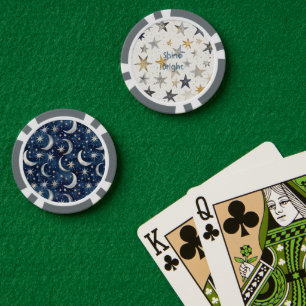 Lot De Jeton De Poker Étoiles Bleues Argent Or