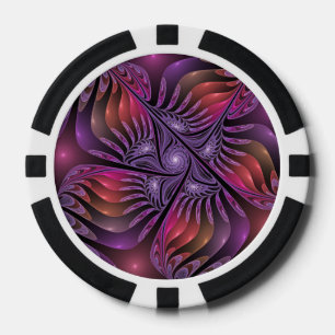 Lot De Jeton De Poker Fantaisie Abstraite Colorée Tripante Fractale Viol