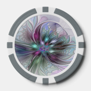 Lot De Jeton De Poker Fantaisie Abstraite Moderne Fleur Fractale Colorée