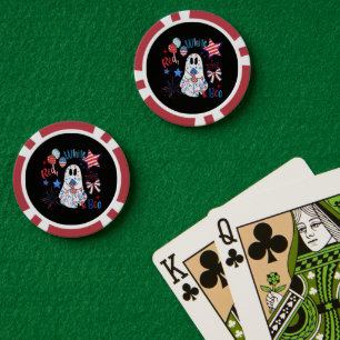 Lot De Jeton De Poker Fantôme rouge blanc Boo patriotique Halloween du 4