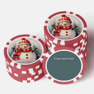 Lot De Jeton De Poker Festif Christmas snowman ajouter un texte