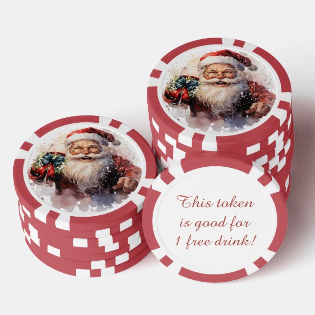 Lot De Jeton De Poker Festif Noël Père Noël boisson gratuite (Empiler)