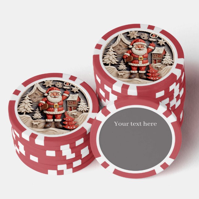 Lot De Jeton De Poker Festive Christmas Père Noël ajouter texte Poker Ch (Empiler)