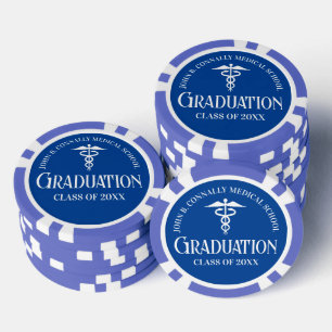 Lot De Jeton De Poker Fête de remise de diplôme personnalisée en bleu de