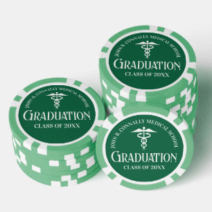 Lot De Jeton De Poker Fête de remise de diplôme personnalisée en vert po