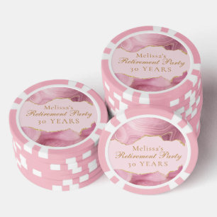 Lot De Jeton De Poker Fête de retraite chic personnalisée Agate rose or