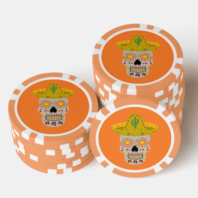 Lot De Jeton De Poker Fête mexicaine du crâne mort (Empiler)