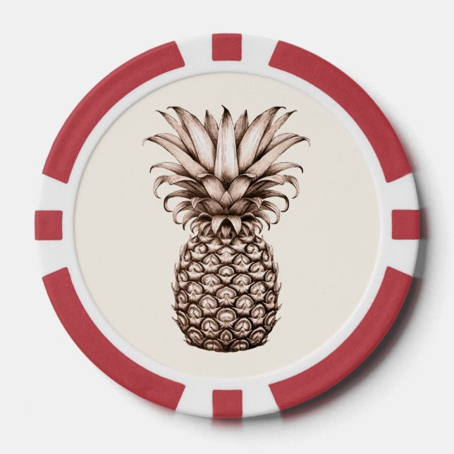Lot De Jeton De Poker Fête tropicale Aloha avec ananas (Recto)