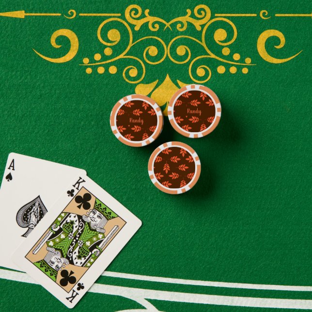 Lot De Jeton De Poker Feuille rouge nom personnalisé brun (Table de poker (pile))