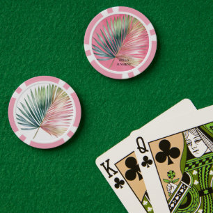 Lot De Jeton De Poker Feuille tropicale verte rose