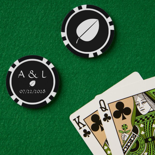 Lot De Jeton De Poker Feuilles automnales en noir (Table de poker (double))