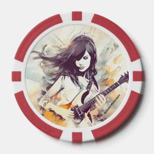 Lot De Jeton De Poker Fille avec musique rock vibes