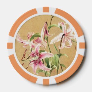 Lot De Jeton De Poker Fleur Botanique Art Déco Rose Fleur de Lys Orienta