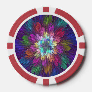 Lot De Jeton De Poker Fleur psychédélique colorée Art fractal Abstrait