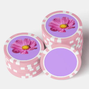 Lot De Jeton De Poker Fleur Rose Vibrante Avec Une Abeille Par Une Journ