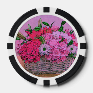 Lot De Jeton De Poker Fleurit la peinture de panier