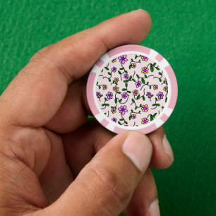 Lot De Jeton De Poker Fleurs Colorées, Motif Floral, Feuillage, Boho