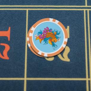 Lot De Jeton De Poker Fleurs de cerisiers de Lotus Koi Fish