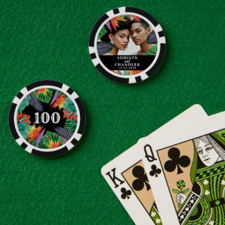 Lot De Jeton De Poker Fleurs de jungle tropicale Élégant Mariage Fiançai