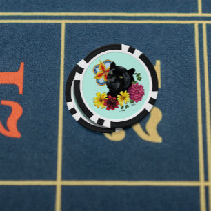 Lot De Jeton De Poker Fleurs de Portrait Jaguar Noir