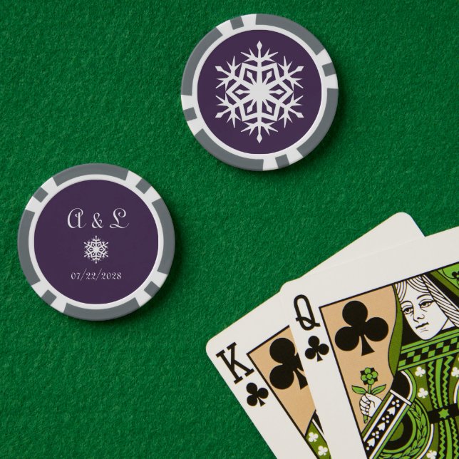 Lot De Jeton De Poker Flocons de neige hivernaux en violet (Table de poker (double))