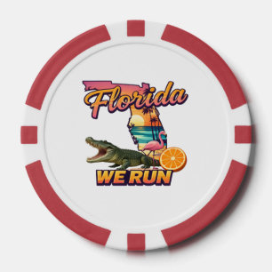 Lot De Jeton De Poker Florida Nous Courons Coucher de Soleil Alligator F