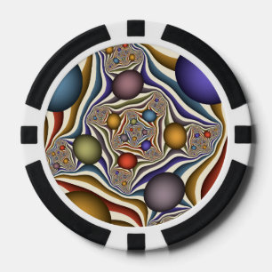 Lot De Jeton De Poker Flying Up, Colorful Moderne Art Fractal Abstrait