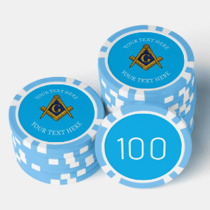 Lot De Jeton De Poker Freemason Masonry Carré bleu maçonnique et boussol
