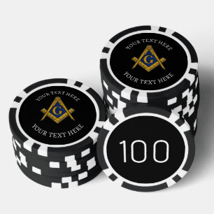 Lot De Jeton De Poker Freemason Masonry Masonic Carré noir et Compass