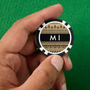 Lot De Jeton De Poker Fret grec, Clé de méandre mixte, Brown, Votre Nom