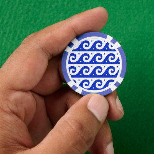Lot De Jeton De Poker Fret grec, Motif d'onde méditerranéen, Bleu