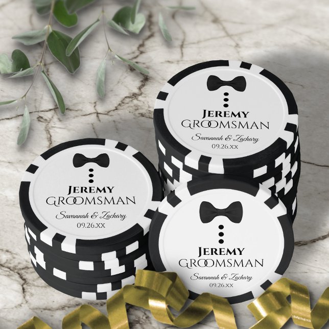 Lot De Jeton De Poker Fun Black Bow Cravate et boutons Groomsman Mariage (In Situ with Wedding Decor)
