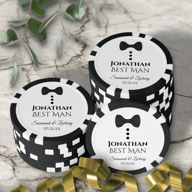 Lot De Jeton De Poker Fun Black Bow Cravate et boutons Meilleur Mariage  (In Situ With Wedding Decor)